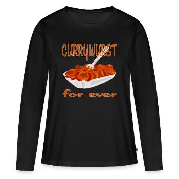 Currywurst ist Lecker - Frauen Premium Bio Langarmshirt - Schwarz - Vorne - Julia (174cm)
