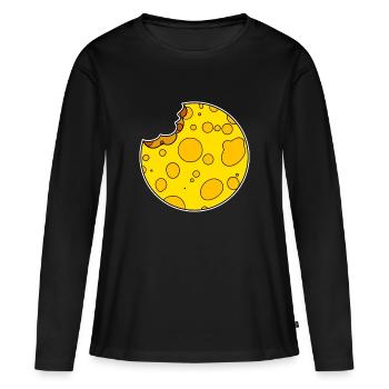Rond de fromage Circle - T-shirt manches longues Premium bio Femme - noir - Devant - Julia (174cm)