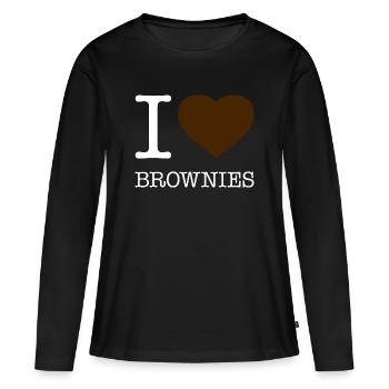 J’ADORE LES BROWNIES - T-shirt manches longues Premium bio Femme - noir - Devant - Julia (174cm)