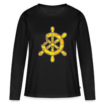 Volant Captain Cheese - T-shirt manches longues Premium bio Femme - noir - Devant - Julia (174cm)