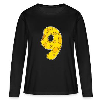 Numéro 9 - Neuf - T-shirt manches longues Premium bio Femme - noir - Devant - Julia (174cm)
