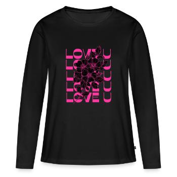 LOVE U PINK - T-shirt manches longues Premium bio Femme - noir - Devant - Julia (174cm)