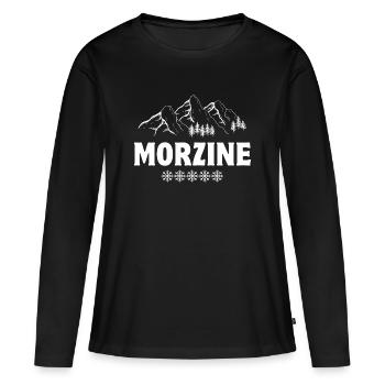 Skigebiet, Skifahren, Morzine - Frauen Premium Bio Langarmshirt - Schwarz - Vorne - Julia (174cm)