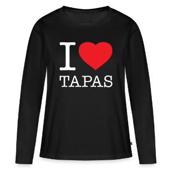 J’ADORE LES TAPAS - T-shirt manches longues Premium bio Femme - noir - Devant - Julia (174cm)