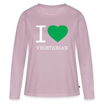 I LOVE VEGETARIAN - Frauen Premium Bio Langarmshirt - Altrosa - Vorne - Julia (174cm)
