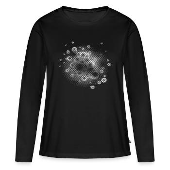 Pixelwolke weiss | flash | rasterize | trendy - Frauen Premium Bio Langarmshirt - Schwarz - Vorne - Julia (174cm)