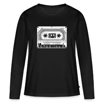 Cassette audio au design rétro - T-shirt manches longues Premium bio Femme - noir - Devant - Julia (174cm)