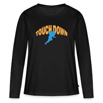 ATTERRISSEZ VERS LE BAS - T-shirt manches longues Premium bio Femme - noir - Devant - Julia (174cm)