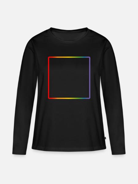 Regenbogen Rahmen LGBT DEMO - Frauen Premium Bio Langarmshirt - Schwarz