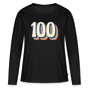 Vintage Rétro Numéro 100 cent T-Shirt - T-shirt manches longues Premium bio Femme - noir - Devant - Julia (174cm)