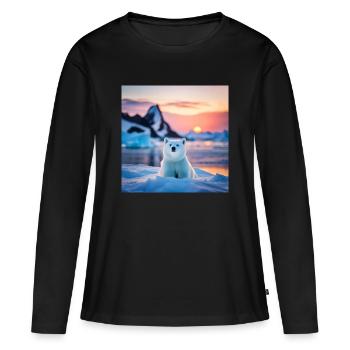 Ourson sur la Banquise - T-shirt manches longues Premium bio Femme - noir - Devant - Julia (174cm)