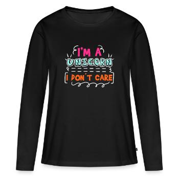 Attitude Statement Je m’en fous Chill - T-shirt manches longues Premium bio Femme - noir - Devant - Julia (174cm)
