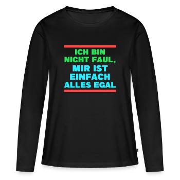 Je ne me soucie pas de la déclaration - T-shirt manches longues Premium bio Femme - noir - Devant - Julia (174cm)