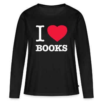 J’AIME LES LIVRES Livres de lecture - T-shirt manches longues Premium bio Femme - noir - Devant - Julia (174cm)