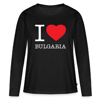 J’AIME LA BULGARIE Bulgarie - T-shirt manches longues Premium bio Femme - noir - Devant - Julia (174cm)