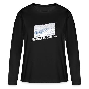La nature appelle l’hiver - T-shirt manches longues Premium bio Femme - noir - Devant - Julia (174cm)