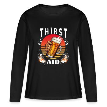 Thirst Aid - Chemise à boire - T-shirt manches longues Premium bio Femme - noir - Devant - Julia (174cm)