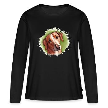 Hund SAVEBRACKE Jagdhund grün Aquarell Design  - Frauen Premium Bio Langarmshirt - Schwarz - Vorne - Julia (174cm)