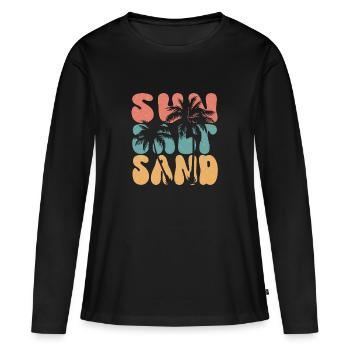 Sommer - Sonne, Salz und Sand - Frauen Premium Bio Langarmshirt - Schwarz - Vorne - Julia (174cm)