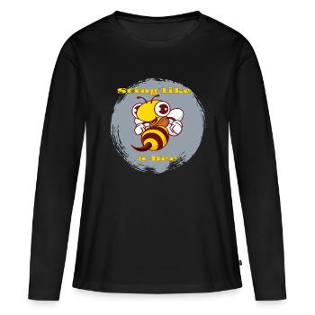 Piquer comme une abeille - T-shirt manches longues Premium bio Femme - noir - Devant - Julia (174cm)