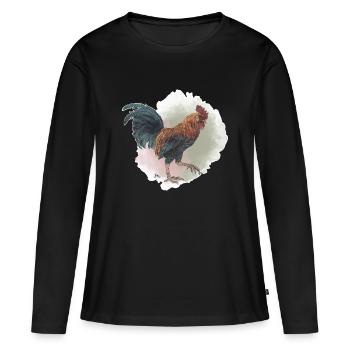 Veganuary 2024 Hahn - Frauen Premium Bio Langarmshirt - Schwarz - Vorne - Julia (174cm)