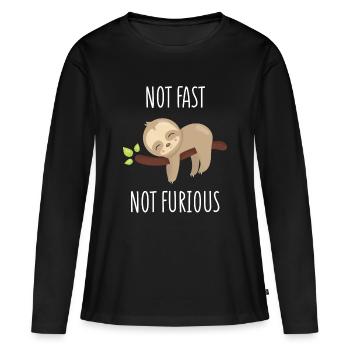 Pas rapide, pas furieux - T-shirt manches longues Premium bio Femme - noir - Devant - Julia (174cm)