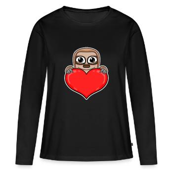 Faultier Herz Romantisch - Frauen Premium Bio Langarmshirt - Schwarz - Vorne - Julia (174cm)