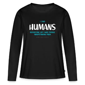 Menschen (dunkel) - Frauen Premium Bio Langarmshirt - Schwarz - Vorne - Julia (174cm)
