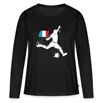 Joueur de football Blast France - T-shirt manches longues Premium bio Femme - noir - Devant - Julia (174cm)