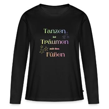 Danser, c’est rêver avec ses pieds ! - T-shirt manches longues Premium bio Femme - noir - Devant - Julia (174cm)