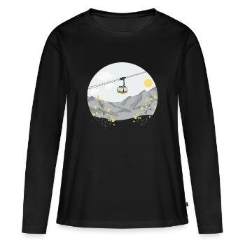 Montée en gondole - téléphérique - T-shirt manches longues Premium bio Femme - noir - Devant - Julia (174cm)