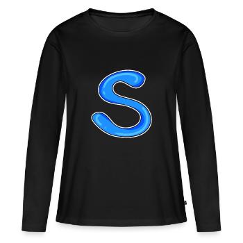 Lettre S Lettre initiale - T-shirt manches longues Premium bio Femme - noir - Devant - Julia (174cm)