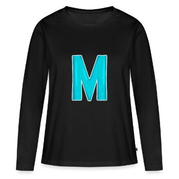 Lettre M Lettre initiale - T-shirt manches longues Premium bio Femme - noir - Devant - Julia (174cm)