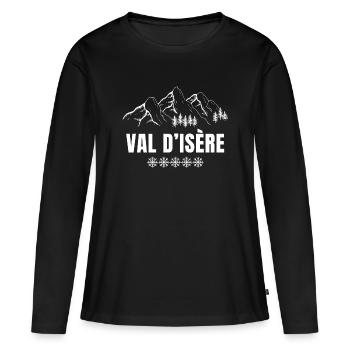 Val d'Isère, Skigebiet, Skigebiet - Frauen Premium Bio Langarmshirt - Schwarz - Vorne - Julia (174cm)