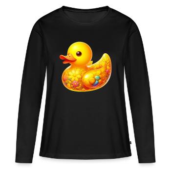 Caneton Canard Canard - T-shirt manches longues Premium bio Femme - noir - Devant - Julia (174cm)