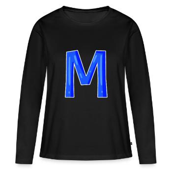 Lettre M - Lettre initiale M - T-shirt manches longues Premium bio Femme - noir - Devant - Julia (174cm)