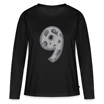 Neuf - 9 Motif de la lune - T-shirt manches longues Premium bio Femme - noir - Devant - Julia (174cm)