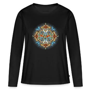 Amulette artistique composée d’insectes en forme florale - T-shirt manches longues Premium bio Femme - noir - Devant - Julia (174cm)