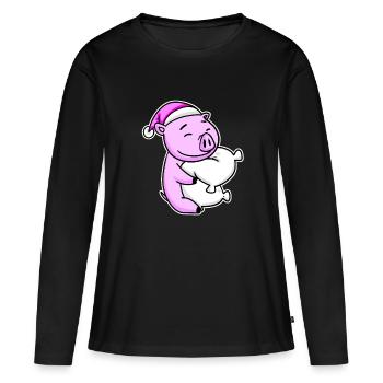 Pig Tired Sleeping Sleeping Girl - Women's Premium Organic Long Sleeve Shirt - black - Front - Julia (174cm)