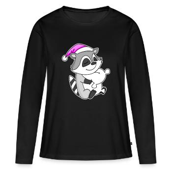 Raccoon Tired Sleeping Sleeping Girl - Women's Premium Organic Long Sleeve Shirt - black - Front - Julia (174cm)