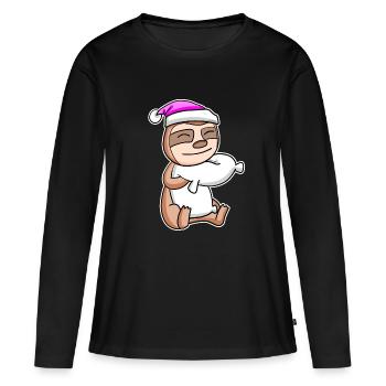 Sloth Tired Sleeping Sleeping Girl - Women's Premium Organic Long Sleeve Shirt - black - Front - Julia (174cm)