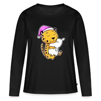 Cheetah Tired Sleeping Sleeping Girl - Women's Premium Organic Long Sleeve Shirt - black - Front - Julia (174cm)