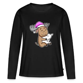 Moose Tired Sleeping Sleeping Girl - Women's Premium Organic Long Sleeve Shirt - black - Front - Julia (174cm)