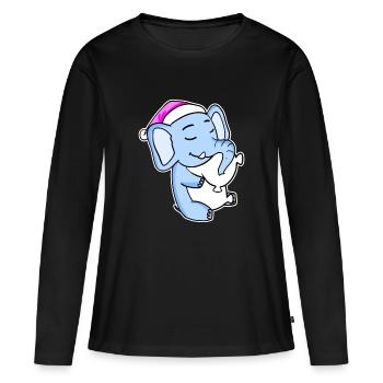 Elephant Tired Sleeping Sleeping Girl - Women's Premium Organic Long Sleeve Shirt - black - Front - Julia (174cm)
