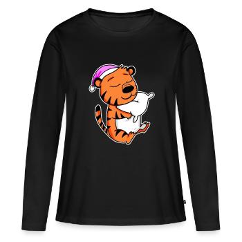 Tiger Tired Sleeping Sleeping Girl - Women's Premium Organic Long Sleeve Shirt - black - Front - Julia (174cm)