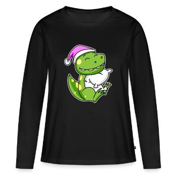 Dinosaur Tired Sleeping Sleeping Girl - Women's Premium Organic Long Sleeve Shirt - black - Front - Julia (174cm)