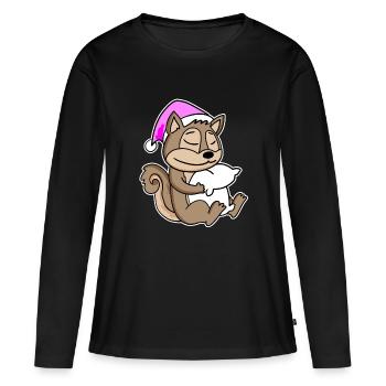 Squirrel Tired Sleeping Sleeping Girl - Women's Premium Organic Long Sleeve Shirt - black - Front - Julia (174cm)