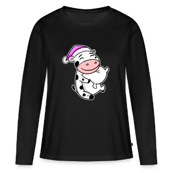 Cow Tired Sleeping Sleeping Girl - Women's Premium Organic Long Sleeve Shirt - black - Front - Julia (174cm)