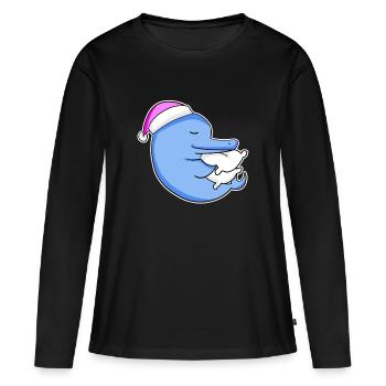 Dolphin Tired Sleeping Sleeping Girl - Women's Premium Organic Long Sleeve Shirt - black - Front - Julia (174cm)
