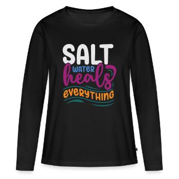 L’eau salée guérit tout - T-shirt manches longues Premium bio Femme - noir - Devant - Julia (174cm)